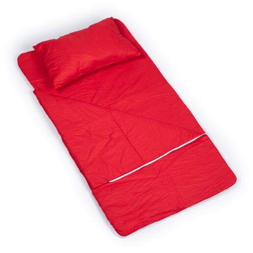 Sac de dormit de bumbac cu perna si fermoar 140x75 cm Nativo Dreams Rosu